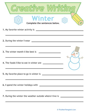 Sentence Writing: Winter