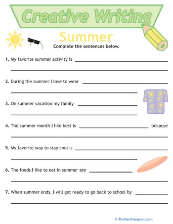 Writing Sentences: Summer