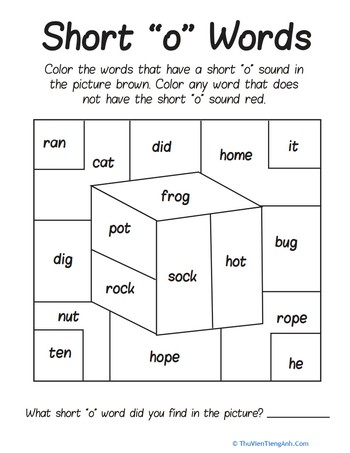 Short “O” Sounds Color Puzzle
