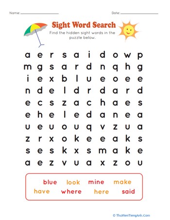 Sight Word Search