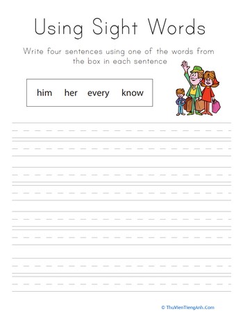 Using Sight Words: Him, Her, Every, Know