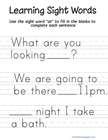 Learning Sight Words: “At”