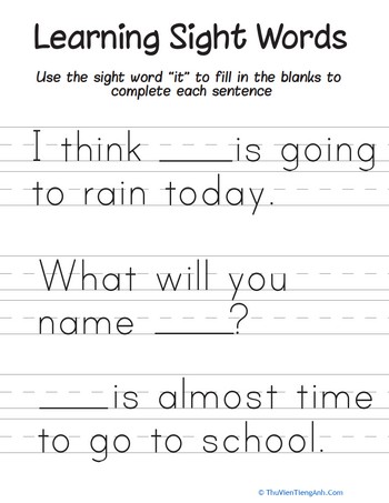 Learning Sight Words: “It”