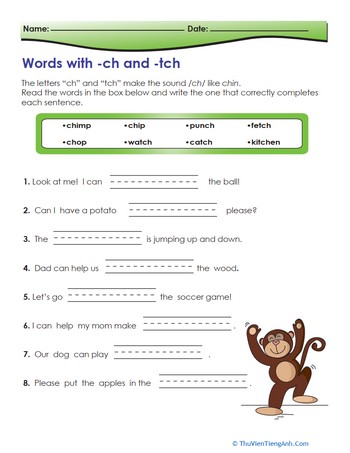 Digraphs -th and -tch