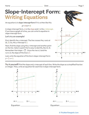 Slope-Intercept Form: Writing Equations