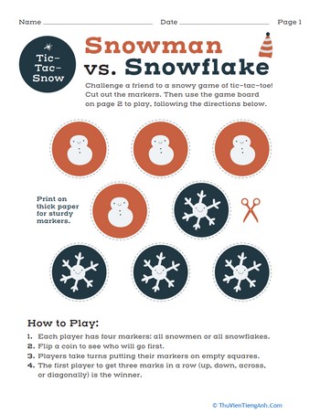 Tic-Tac-Toe: Snowman vs. Snowflake