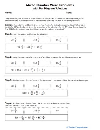 Solving Mixed Number Word Problems with Bar Diagrams