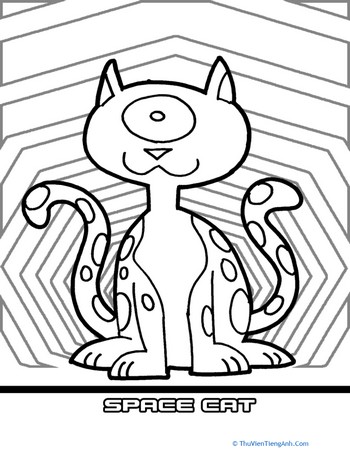 Space Cat Coloring Page
