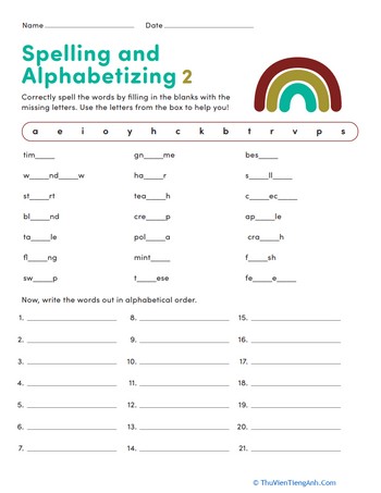 Spelling and Alphabetizing #2