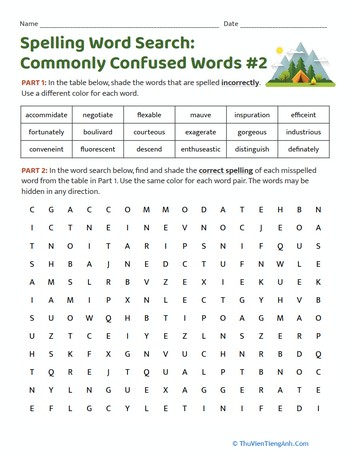 Spelling Word Search: Commonly Confused Words #2