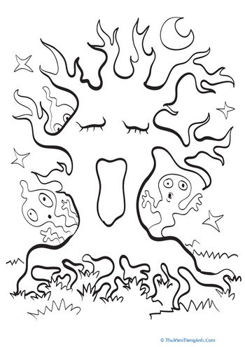 Spooky Tree Coloring Page