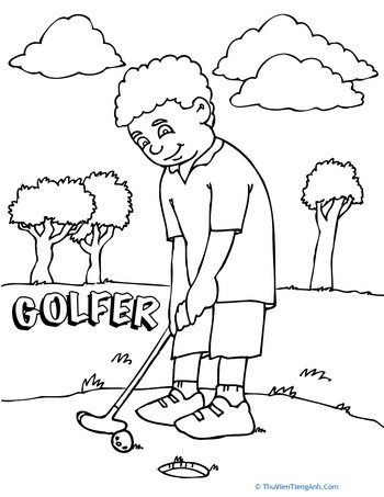Golfing Coloring Page