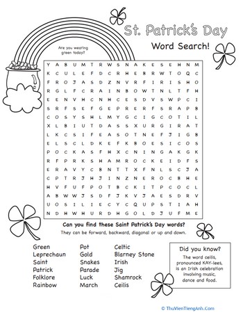 St. Patrick’s Day Word Search #4