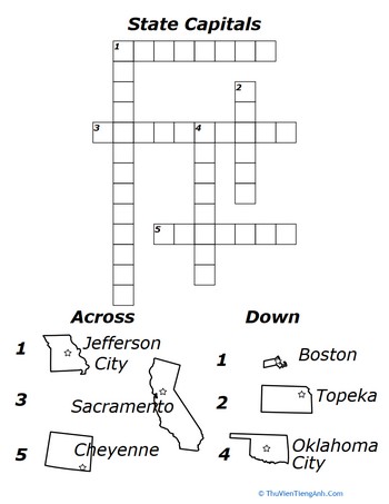 State Capitals Crossword Puzzle