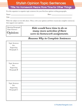 Learn to Write Stylish Opinion Topic Sentences