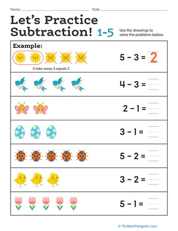 Let’s Practice Subtraction! 1–5