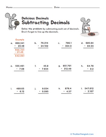 Subtracting Decimals