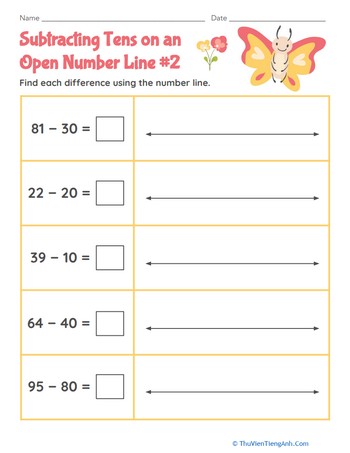 Subtracting Tens on an Open Number Line #2