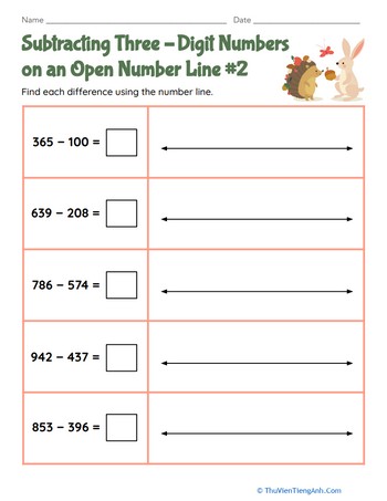 Subtracting Three-Digit Numbers on an Open Number Line #2
