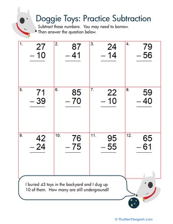 Playing Fetch: Practice Two-Digit Subtraction