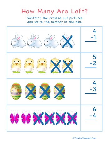 Subtraction for Visual Learners: Easter #1