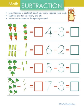 Subtraction with Pictures: Veggies