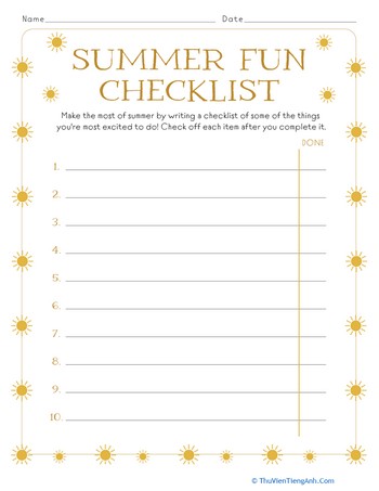 Summer Fun Checklist