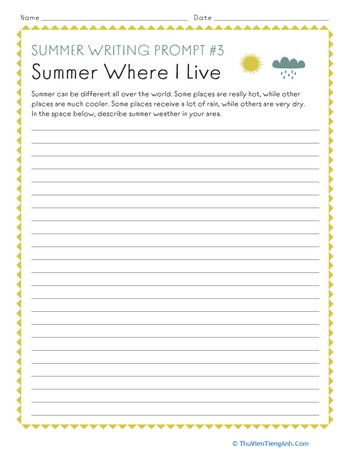 Summer Writing Prompt #3: Summer Where I Live