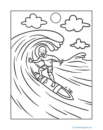 Surfing the Perfect Wave Coloring Page