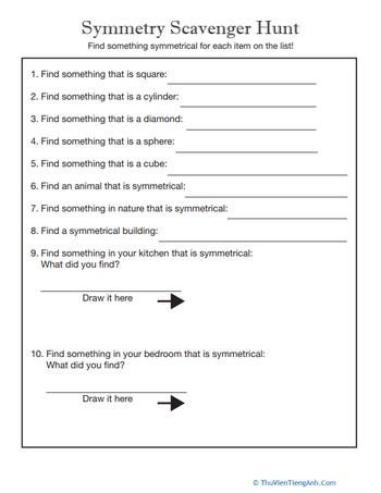 Symmetry Scavenger Hunt
