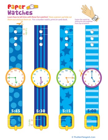 Practice Telling Time with Play Watches: 5 O’Clock