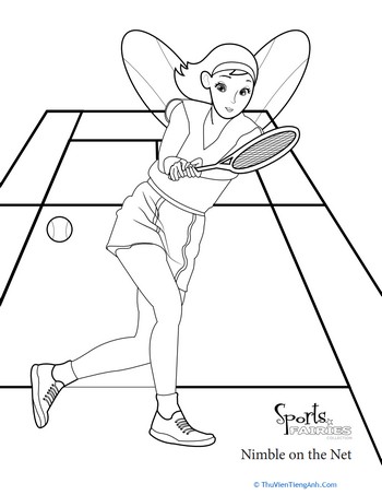Tennis Fairy Coloring Activity