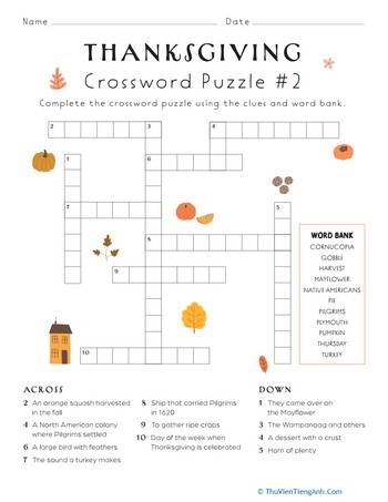 Thanksgiving Crossword Puzzle #2