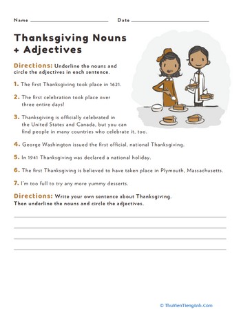 Thanksgiving Nouns and Adjectives