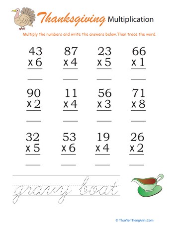 Thanksgiving Math: Multiplication #4