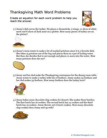 Thanksgiving Word Problems
