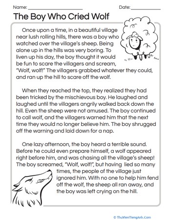The Boy Who Cried Wolf Story Map