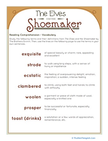 The Elves and the Shoemaker: Vocabulary