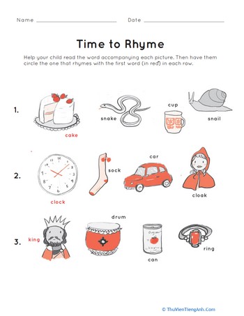 Time to Rhyme: Matching Rhymes #1