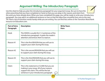 Time to Write Your Introductory Paragraph