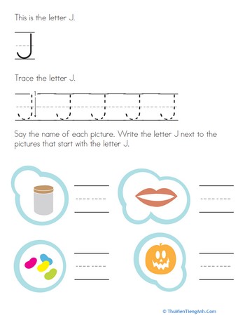 Trace and Write the Letter J