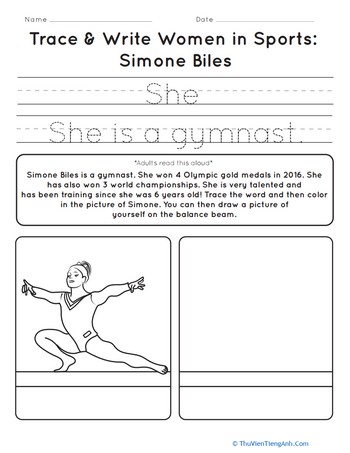 Trace & Write Women in Sports: Simone Biles