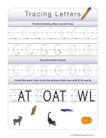 Tracing Letters C, G, O