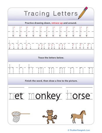 Tracing Lowercase Letters h,m,n