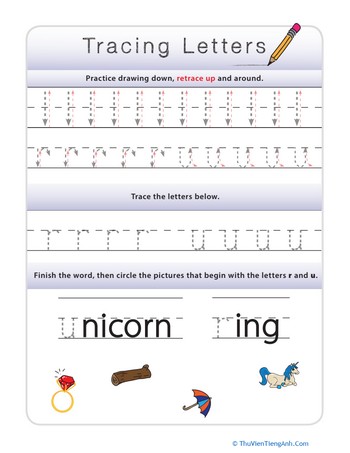 Tracing Lowercase Letters r,u