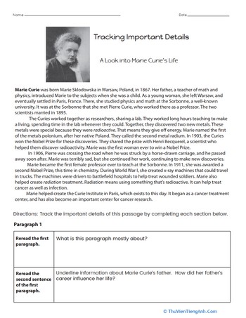 Tracking Important Details: A Look into Marie Curie’s Life