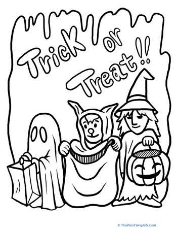 Trick or Treat Coloring Page
