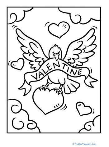 Valentine Dove Coloring Page