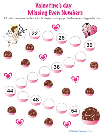 Valentine Math: Even Numbers