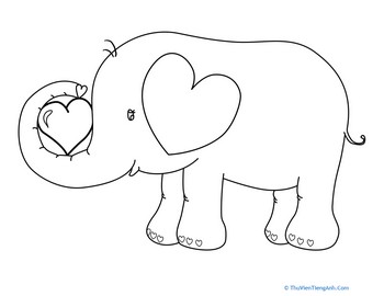 Valentine’s Day Elephant Coloring Page